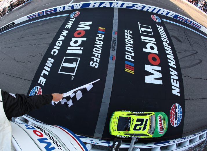 blaney takes the checkered flag