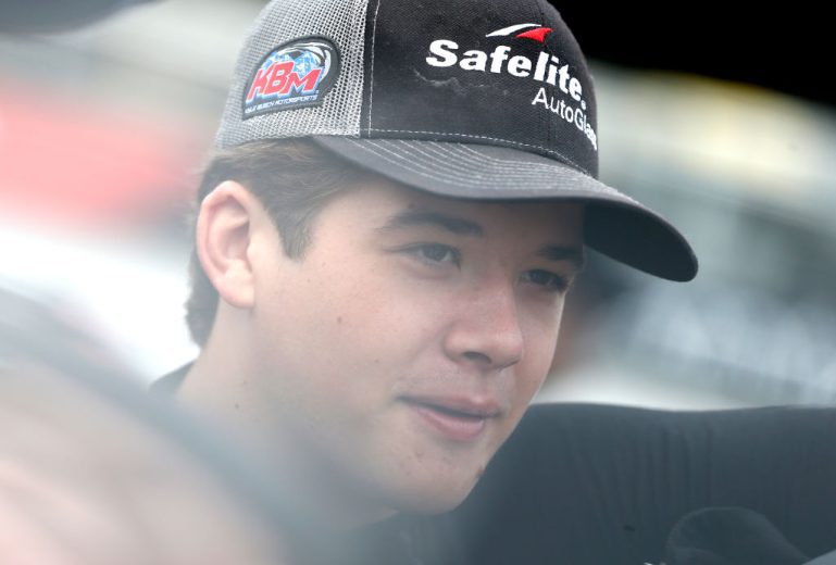 Harrison Burton looks on at Bristol.