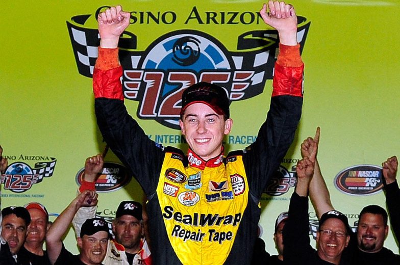 Ryan Blaney celebrates in Victory Lane at Phoenix.