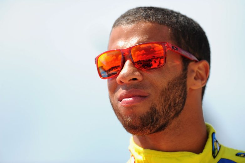 Bubba Wallace looks on at Pocono.