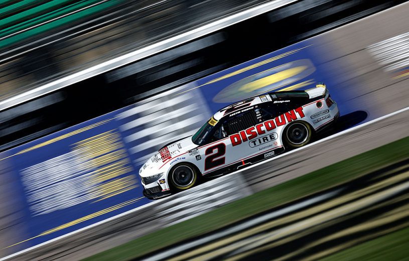 Austin Cindric drives at Kansas.