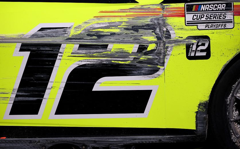 Ryan Blaney's damaged car at Kansas.