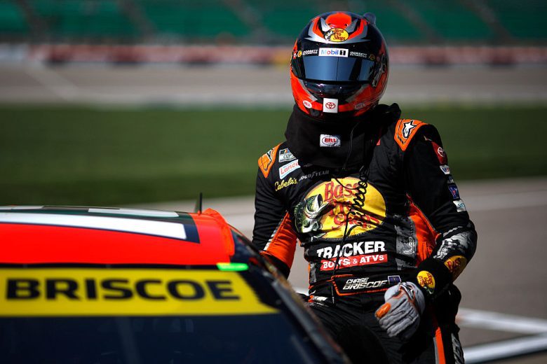 Chase Briscoe exits his car at Kansas.