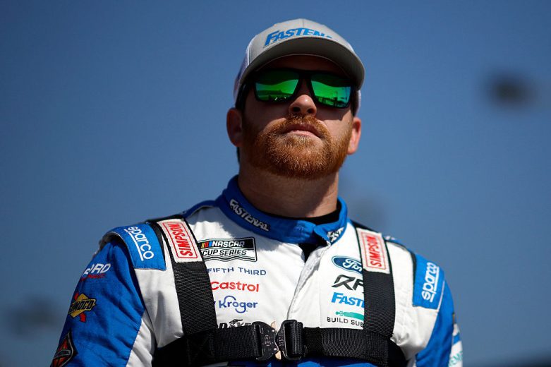 Chris Buescher looks on at Kansas.