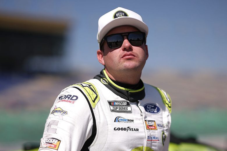 Noah Gragson looks on at Kansas.