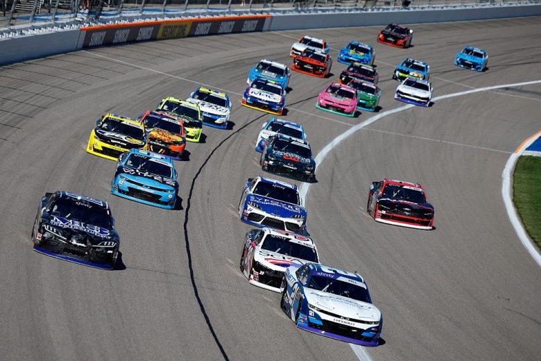 A general view of racing at Kansas.