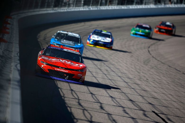 A general view of racing at Kansas.