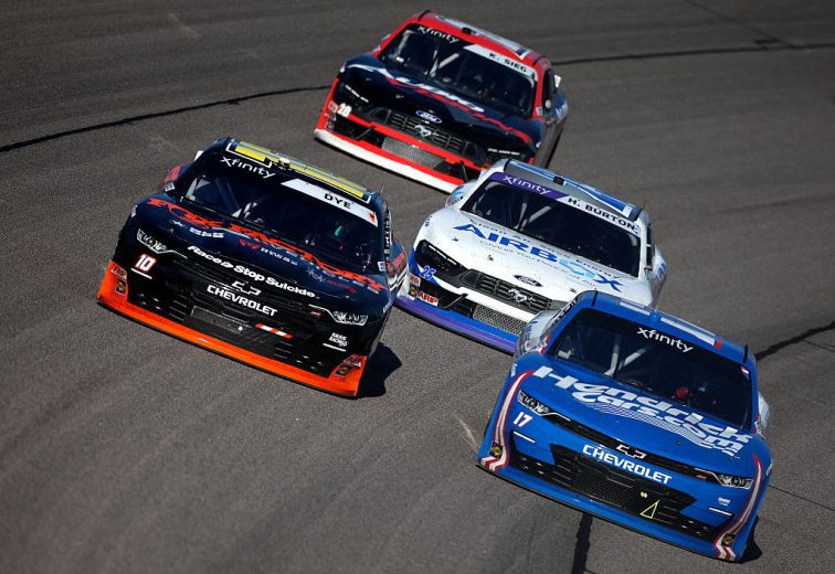 A general view of racing at Kansas.