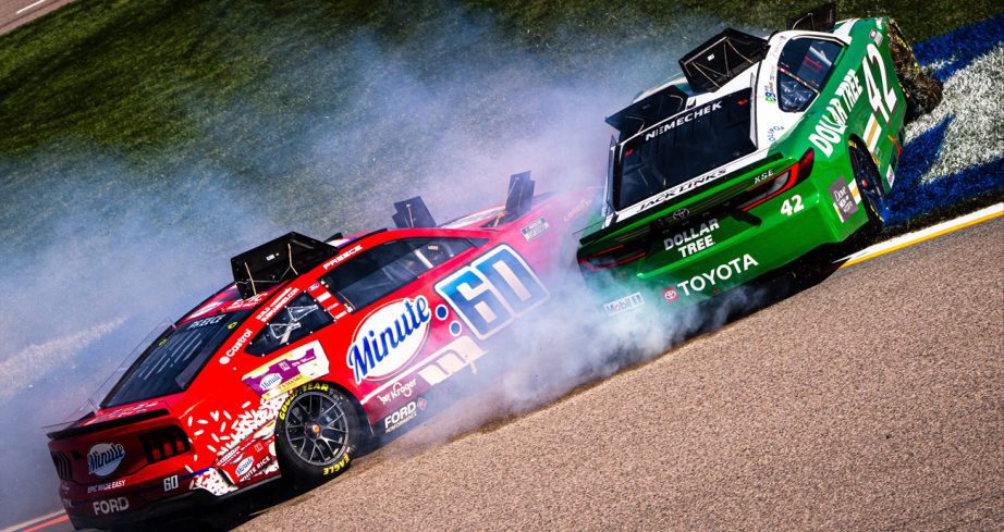 Ryan Preece and John Hunter Nemechek crash at Kansas.