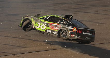 Zane Smith tumbles in overtime restart at Kansas
