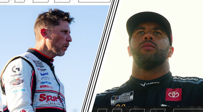Denny Hamlin’s 60th win slips away after final lap contact with Bubba Wallace