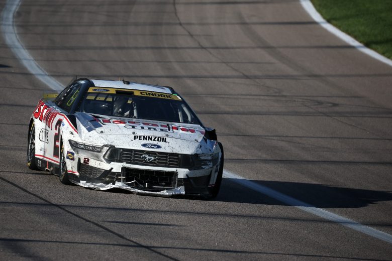 Austin Cindric with damage at Kansas.