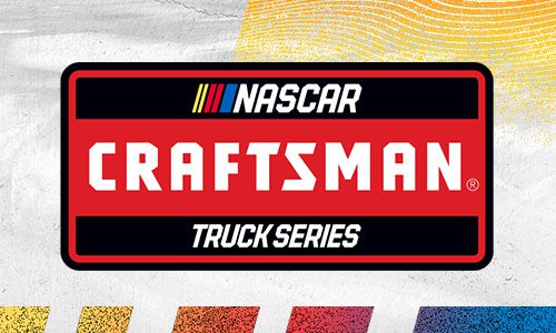 NASCAR CRAFTSMAN Trcuk Series logo featuring bold text and red, yellow, and blue NASCAR stripes on a textured background.
