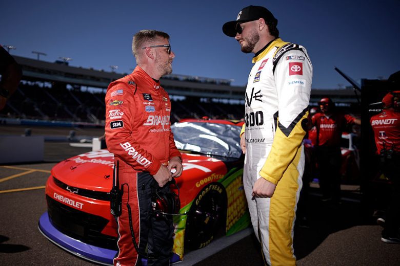 Justin Allgaier and Taylor Gray talk at Phoenix.