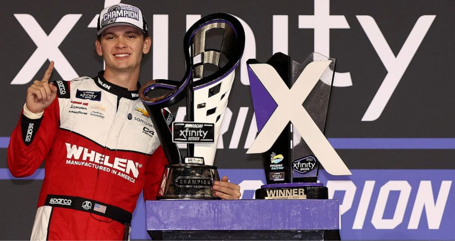 Jesse Love celebrates after winning at Phoenix.