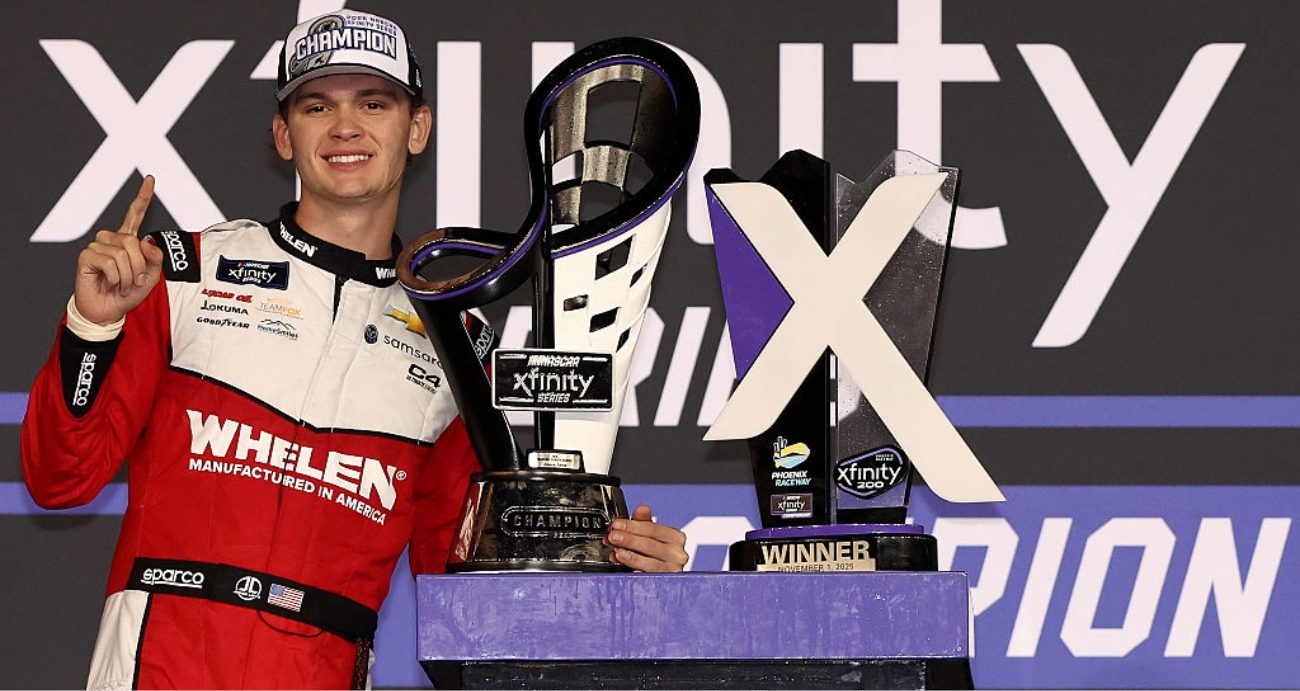 Jesse Love celebrates after winning at Phoenix.