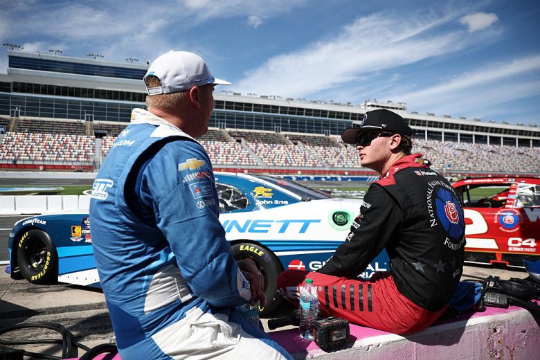 Austin Hill and Jesse Love talk at Charlotte Roval.