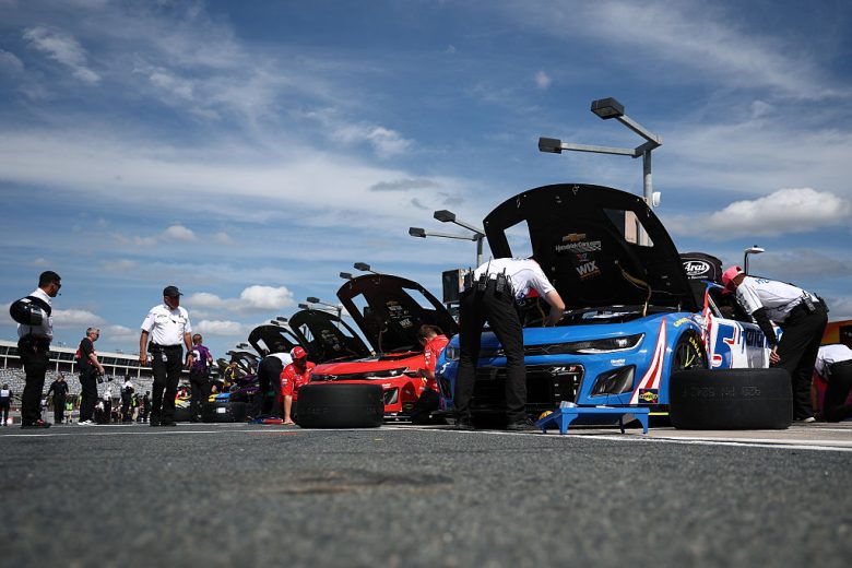 A general view of pit road at Charlotte Roval.