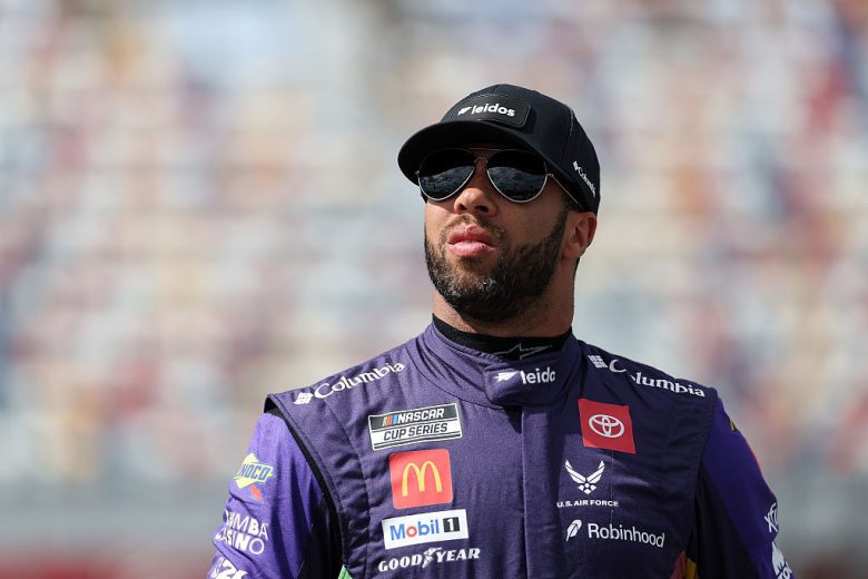 Bubba Wallace looks on at Charlotte Roval.