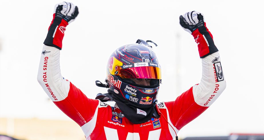 Shane van Gisbergen celebrates.