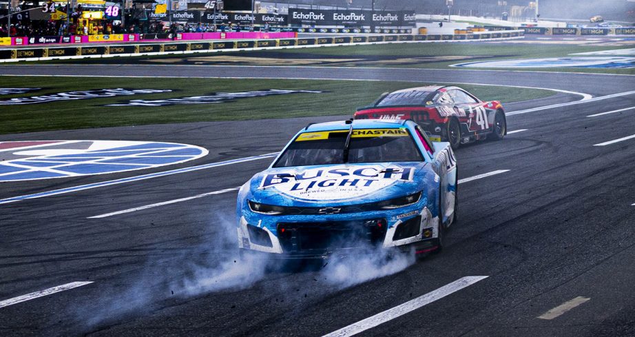 Ross Chastain drives backwards.