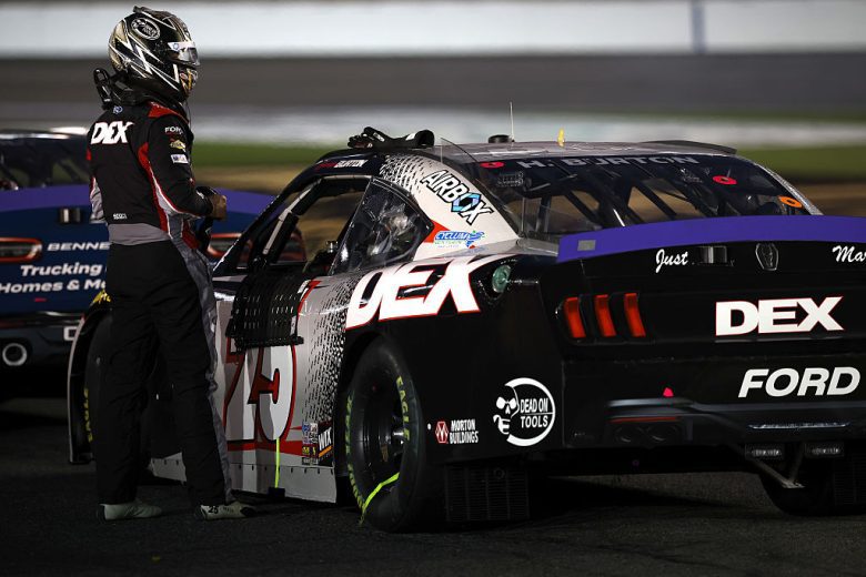 Harrison Burton exits his car at Charlotte Roval.