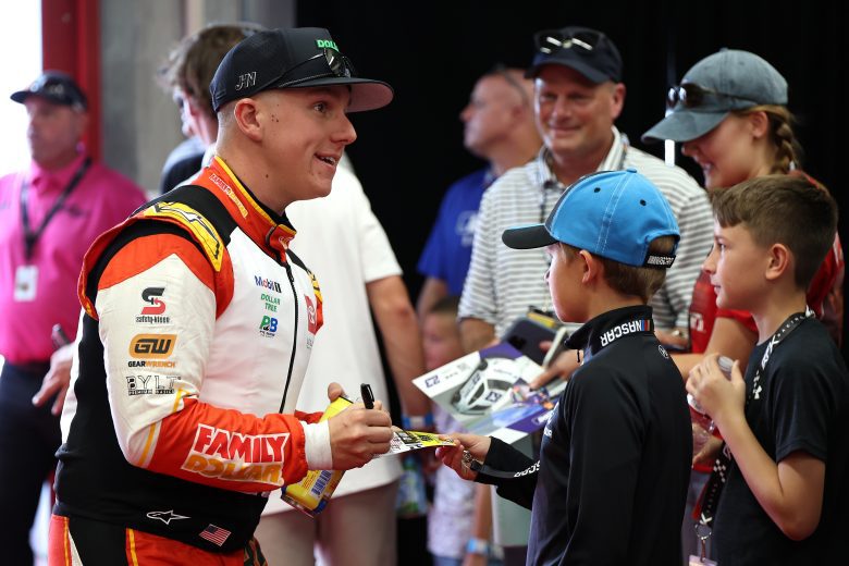 John Hunter Nemechek signs autographs.
