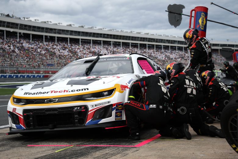 Shane van Gisbergen makes a pit stop.