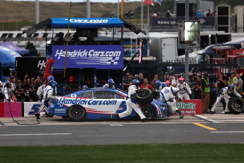 Kyle Larson pits.