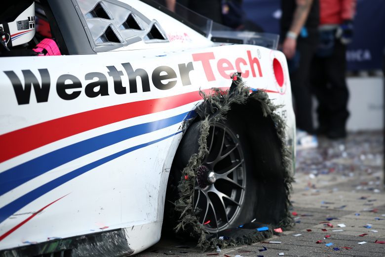 Close up of the burnout tires.