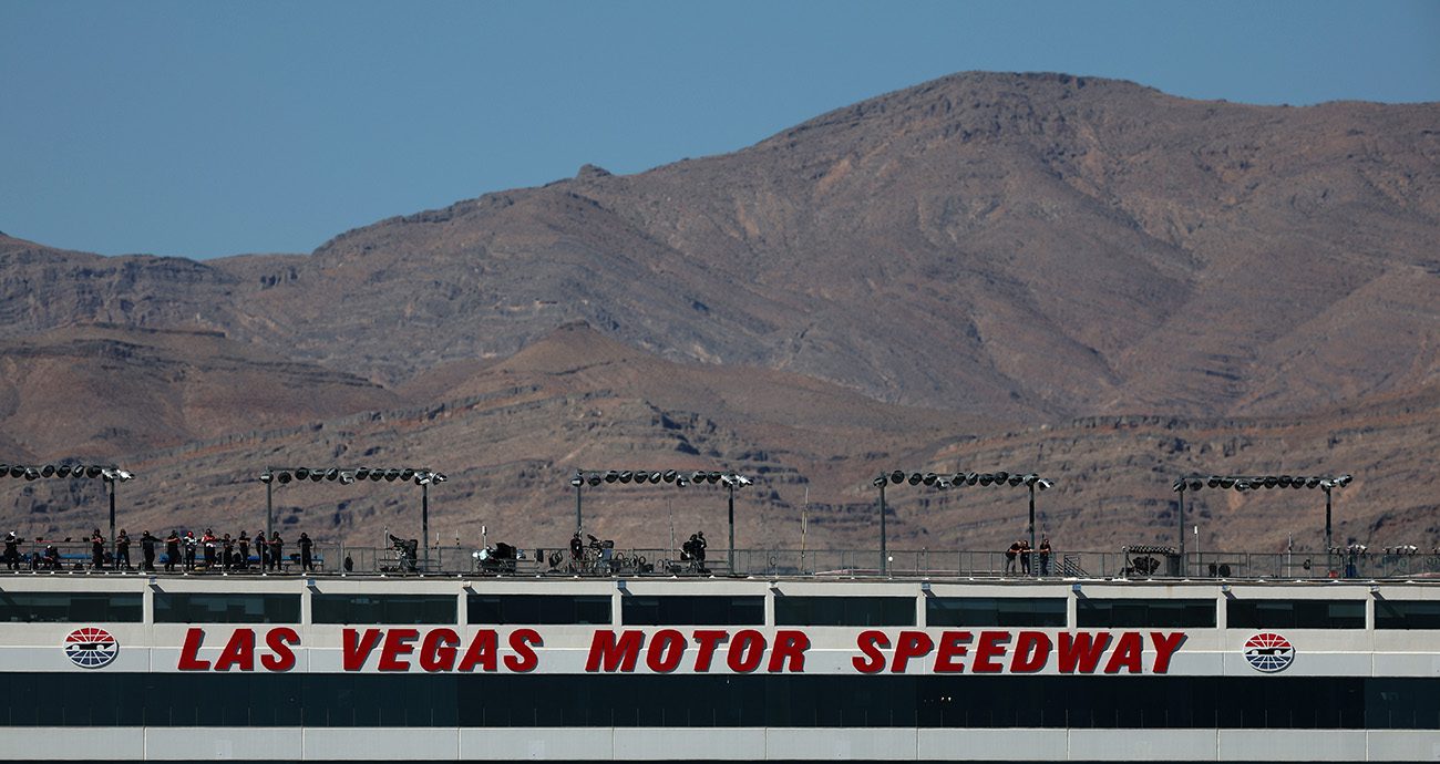 A general view of the grandstands during the NASCAR Cup Series South Point 400 at Las Vegas Motor Speedway 