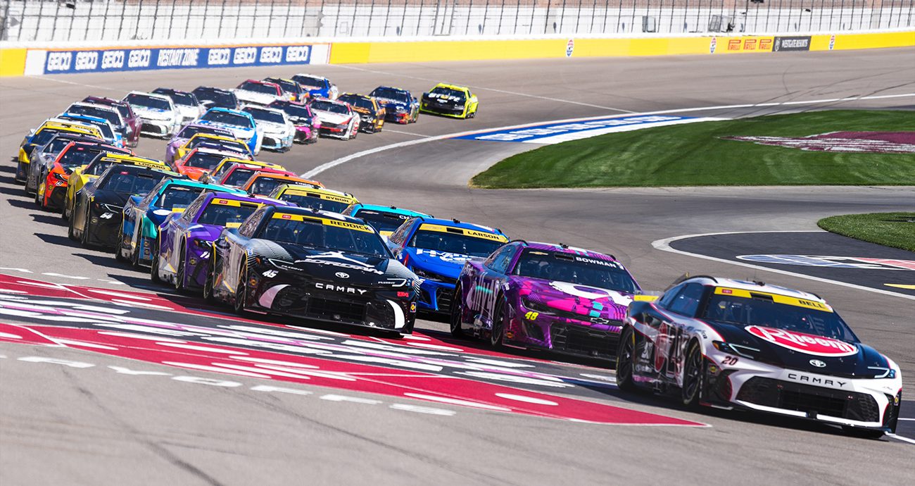 View of the Cup Series field racing at Las Vegas.