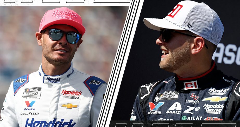 Graphic of Kyle Larson and William Byron.