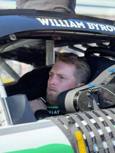 William Byron sits in his car.