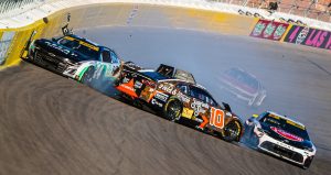 William Byron and Ty Dillon wreck on Oct. 12, 2025 at Las Vegas Motor Speedway