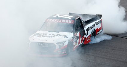 gio ruggiero wins the truck series race at talladega