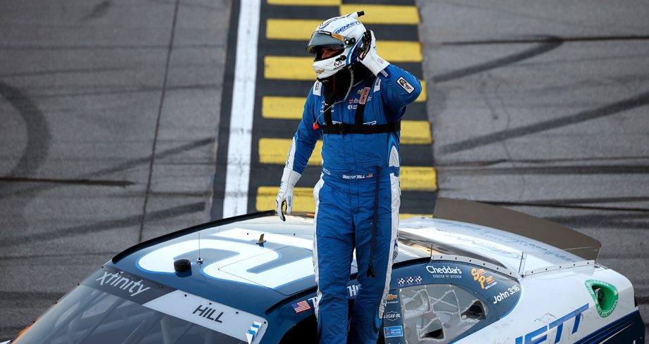 austin hill wins the xfinity series race at talladega