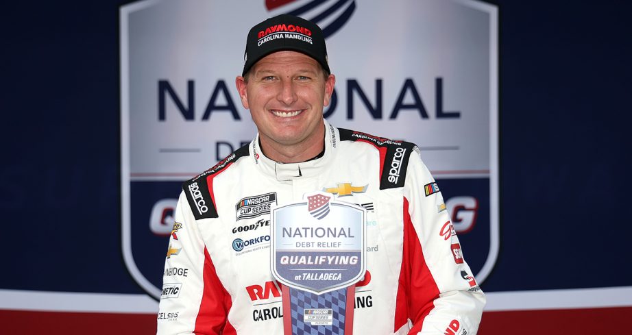 michael mcdowell wins the pole at talladega