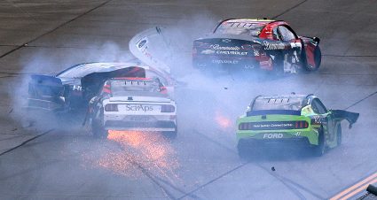 Multiple Xfinity Series playoff drivers involved in early wreck at Talladega