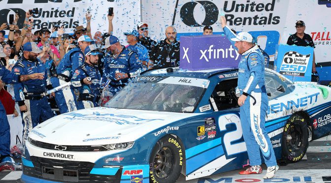 Featured image for Austin Hill completes Talladega sweep with Xfinity Series win