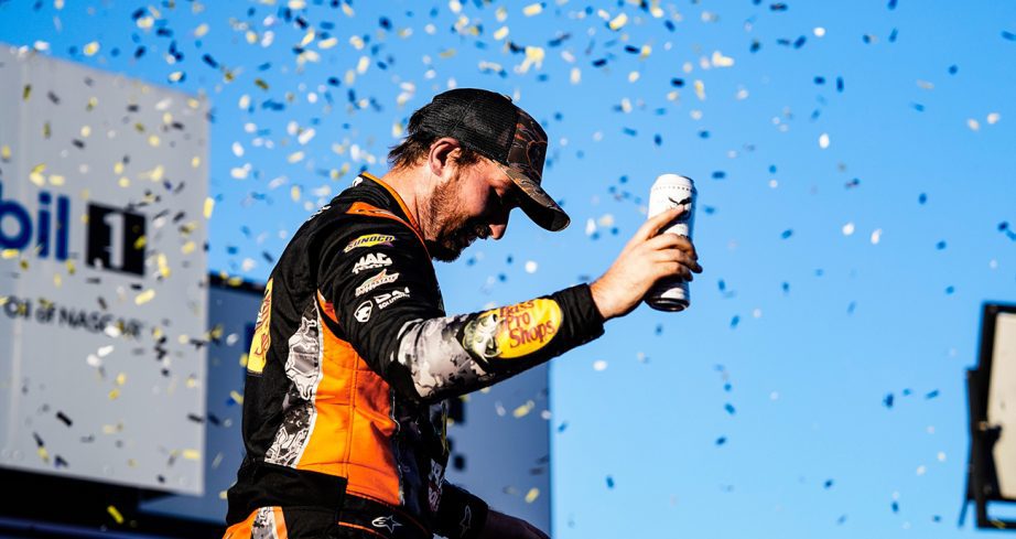 Chase Briscoe celebrates in Victory Lane.