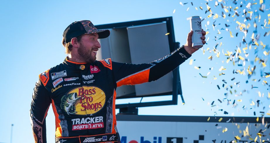 Chase Briscoe celebrates in Victory Lane.