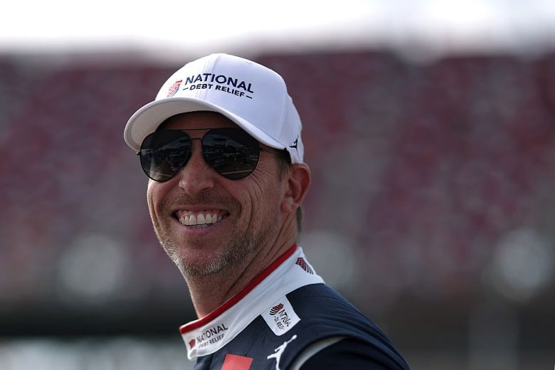 Denny Hamlin smiles.