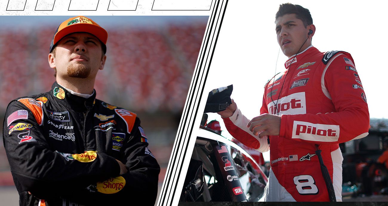 A split image depicting Carson Kvapil (L) and Sammy Smith (R).