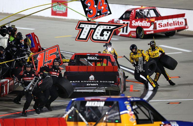 Trucks pit at Martinsville.