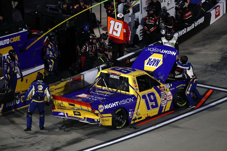 Daniel Hemric pits at Martinsville.