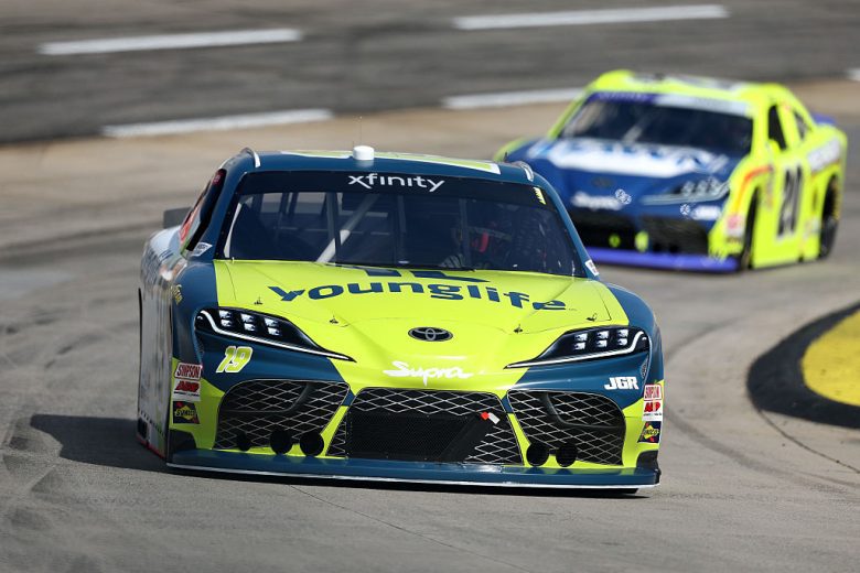 Aric Almirola and Brandon Jones drive at Martinsville.