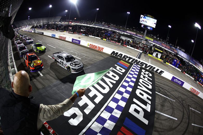 Harrison Burton and Carson Kvapil race at Martinsville.