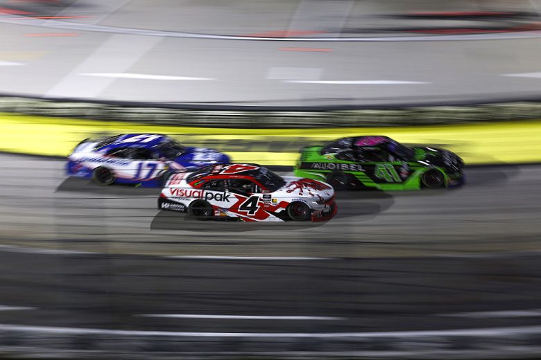 Sam Mayer, Parker Retzlaff and Corey Day drive at Martinsville.