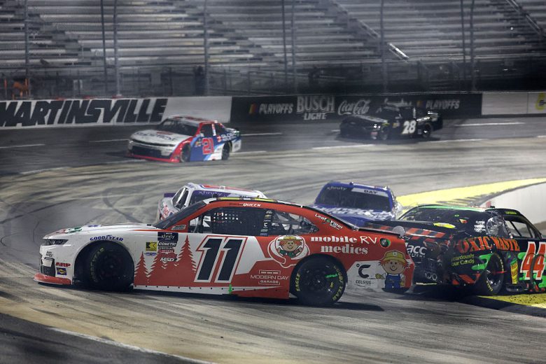 Brenden Queen and Brennan Poole spin at Martinsville.